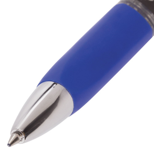 Ручка гелевая автоматическая с грипом BRAUBERG "Black Jack", трехгранная, линия письма 0,5 мм, синяя фото 7
