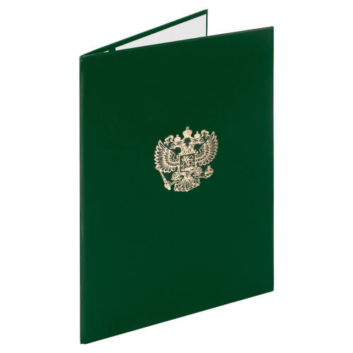 Папка адресная бумвинил с гербом России STAFF "Basic", формат А4, зеленая, индивидуальная упаковка фото 2
