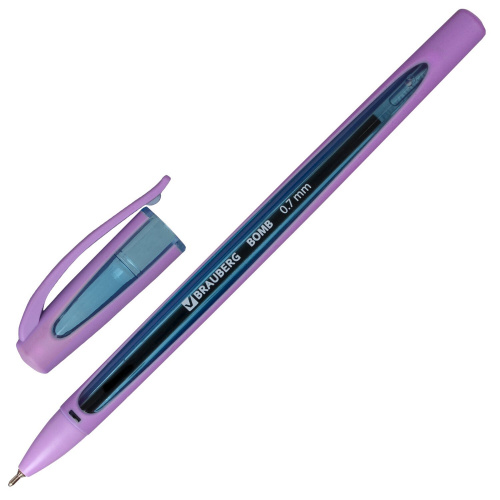Ручка шариковая масляная BRAUBERG "BOMB GT Pastel", корпус ассорти, линия письма 0,35 мм, синяя фото 9