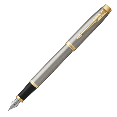 Ручка перьевая PARKER "IM Core Brushed Metal GT", корпус серебристый матовый, синяя фото 4