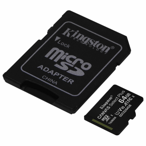 Карта памяти KINGSTON Canvas Select Plus, microSDXC 64 GB, UHS-I U1, 100 Мб/с, адаптер фото 3