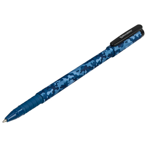 Ручка шариковая BRAUBERG SOFT TOUCH GRIP "MILITARY", узел 0,7 мм, синяя фото 7