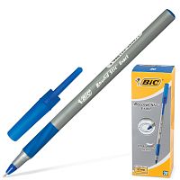 Ручка шариковая с грипом BIC "Round Stic Exact", корпус серый, линия письма 0,3 мм, синяя