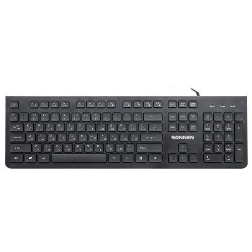 Клавиатура проводная SONNEN KB-8280, USB, 104 плоские клавиши, черная фото 5