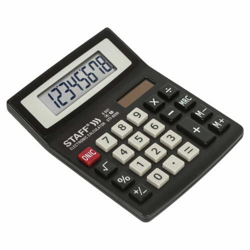 Калькулятор настольный STAFF STF-8008, 113х87 мм, 8 разрядов, двойное питание фото 4