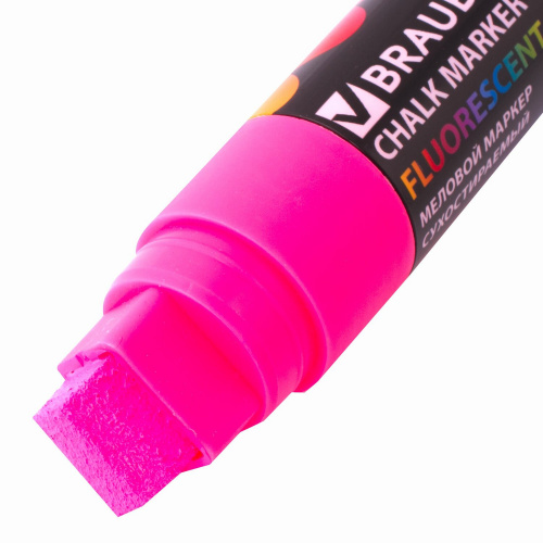 Маркер меловой BRAUBERG "POP-ART", 15 мм, сухостираемый, для гладких поверхностей, розовый фото 6