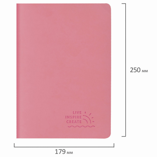 Тетрадь BRAUBERG RAINBOW, 60 л., B5, 179х250 мм, в линию, обложка кожзам, сшивка, розовый фото 5