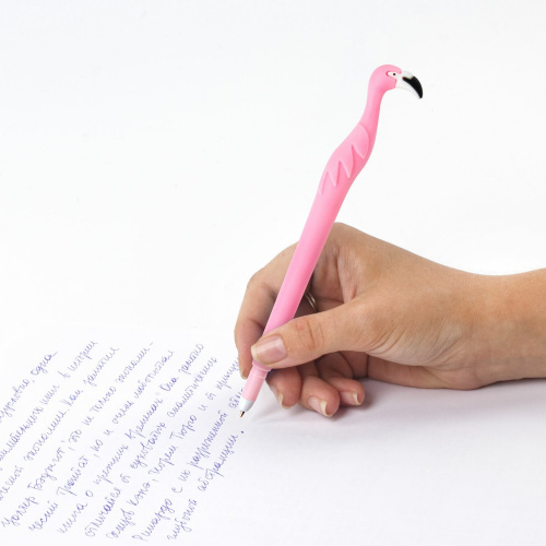 Ручка фигурная шариковая ЮНЛАНДИЯ "Фламинго", ассорти, пишущий узел 0,7 мм, синяя фото 5