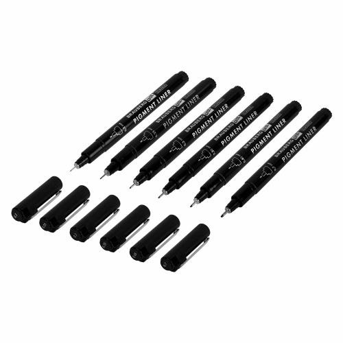 Капиллярные ручки линеры 6 шт. черные, 0,2/0,25/0,3/0,35/0,45/0,7 мм, BRAUBERG ART CLASSIC, 143942 фото 9