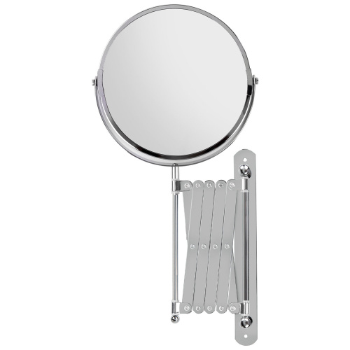 Зеркало настенное BRABIX, диаметр 17 см, двусторонее, с увеличением, нержавеющая сталь, гармошка фото 6
