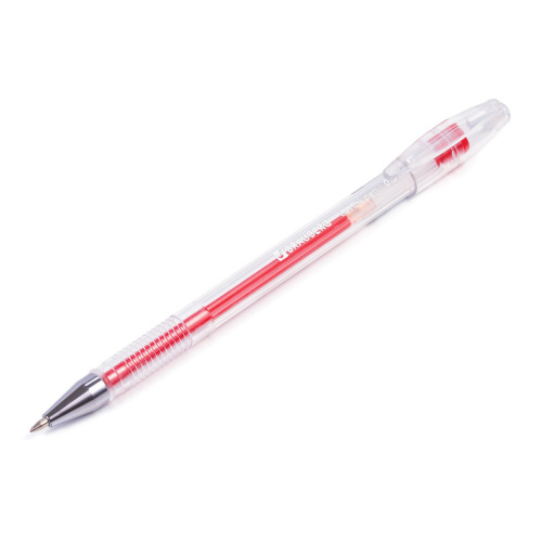 Ручка гелевая BRAUBERG "Jet", корпус прозрачный, узел 0,5 мм, линия письма 0,35 мм, красная фото 6