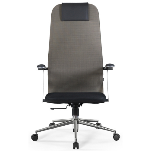 Кресло BRABIX PREMIUM "Ultimate EX-801" хром, плотная двойная сетка Х2, черное/коричневое, 532920 фото 4