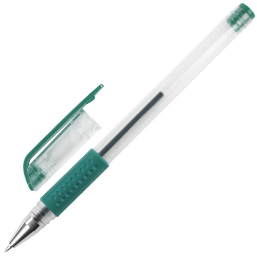 Ручка гелевая с грипом STAFF "EVERYDAY", корпус прозрачный, линия письма 0,35 мм, зеленая фото 8