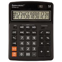 Калькулятор настольный BRAUBERG, 206x155 мм, 14 разрядов, двойное питание, черный