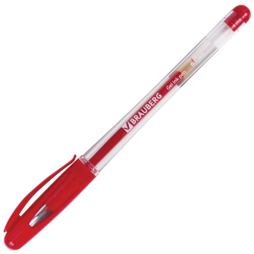 Ручка гелевая с грипом BRAUBERG "Geller", игольчатый узел 0,5 мм, линия письма 0,35 мм, красная фото 2
