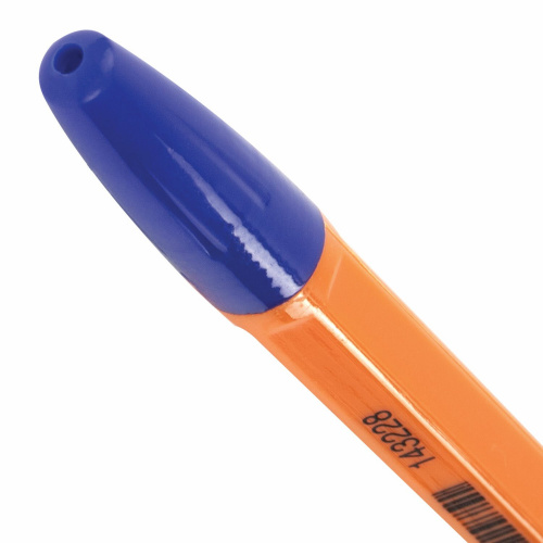 Ручка шариковая ОФИСМАГ "X-333 Orange", СИНЯЯ, корпус оранжевый, узел 1 мм, линия 0,5 мм фото 6