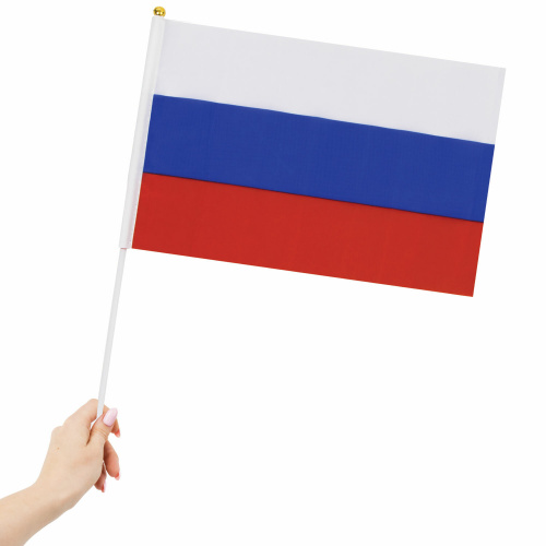 Флаг России BRAUBERG, ручной, 30х45 см, без герба, с флагштоком фото 10