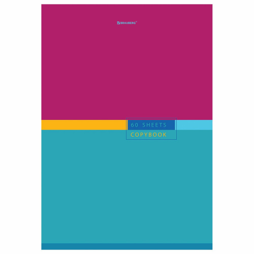Тетрадь BRAUBERG "Color", А4, 60 л., скоба, клетка, обложка картон фото 6