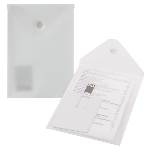 Папка-конверт с кнопкой BRAUBERG, А6, 0,18 мм, матовая прозрачная фото 4