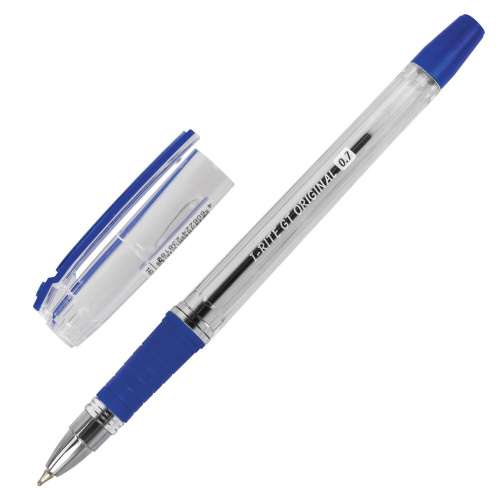 Ручка шариковая масляная с грипом BRAUBERG "i-Rite GT", корпус прозрачный, синяя фото 3