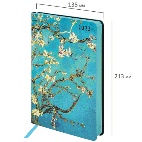 Ежедневник датированный 2023 BRAUBERG "Vista" "Цветущий миндаль", А5, 138x213 мм, под кожу, гибкий фото 6