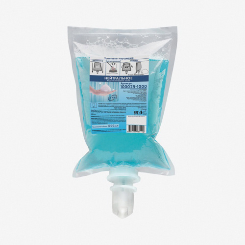 Картридж с жидким мылом-пеной одноразовый KEMAN "Нейтральное", 1 л, синее