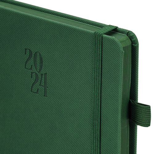 Ежедневник датированный 2024 А5 138х213 мм BRAUBERG "Plain", под кожу, с резинкой, тёмно-зеленый, 114999 фото 6