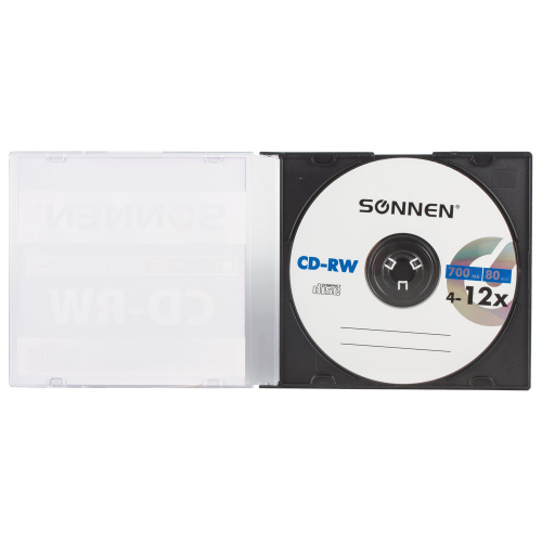 Диск CD-RW SONNEN, 700 Mb, 4-12x, Slim Case фото 5