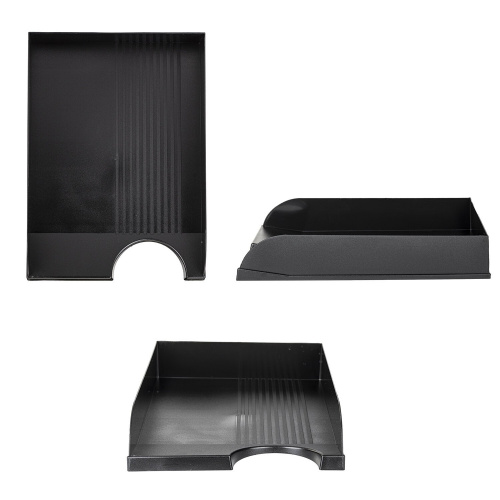 Лоток горизонтальный для бумаг BRAUBERG Standard, 350х253х65 мм, черный фото 4