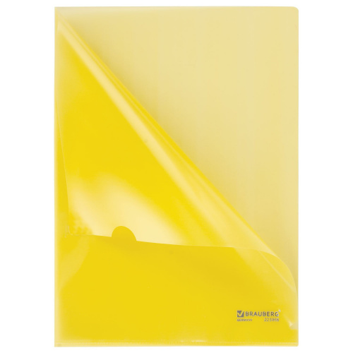 Папка-уголок BRAUBERG, 0,15 мм, желтая фото 2