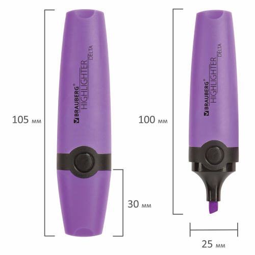 Текстовыделитель BRAUBERG "DELTA", линия 1-5 мм, фиолетовый фото 8