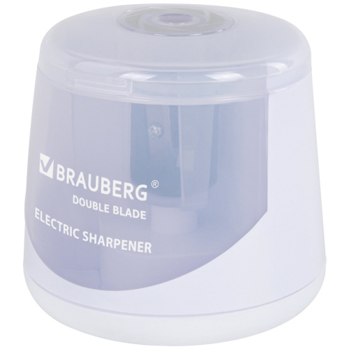 Точилка электрическая BRAUBERG DOUBLE BLADE WHITE, двойное лезвие, питание от 2 батареек, 271337 фото 9