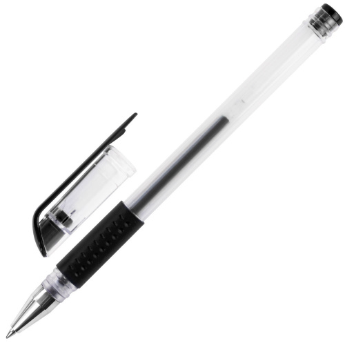 Ручка гелевая с грипом STAFF "EVERYDAY", корпус прозрачный, линия письма 0,35 мм, черная фото 9