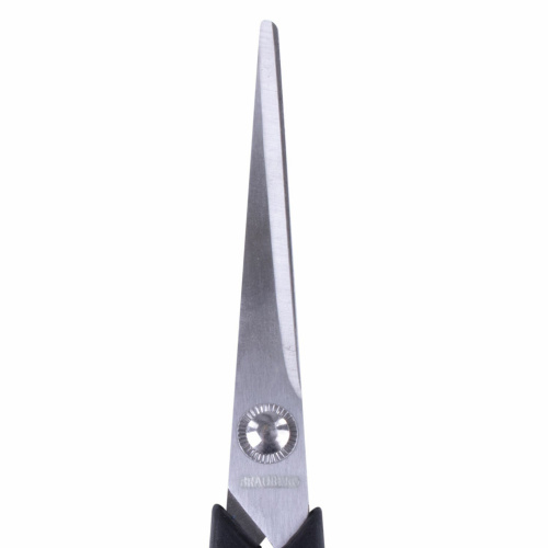 Ножницы BRAUBERG "Soft Grip", 165 мм, резиновые вставки, 3-х сторонняя заточка, черно-синие фото 9