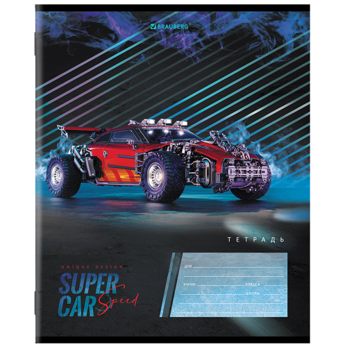 Тетрадь BRAUBERG "SUPER CAR", 12 л., клетка, обложка картон фото 4
