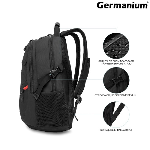 Рюкзак GERMANIUM "S-01", 47х32х20 см, универсальный, с отделением для ноутбука, влагостойкий, черный фото 2