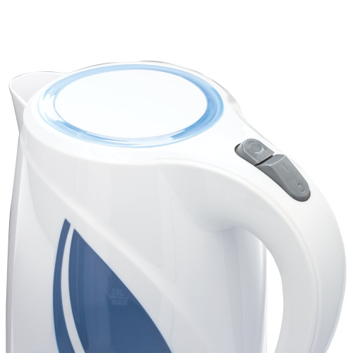 Чайник SONNEN, 1,8 л, 2200 Вт, закрытый нагревательный элемент, пластик, белый/синий фото 3