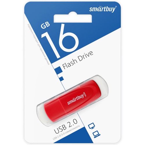 Флеш-диск 16GB SMARTBUY Scout USB 2.0, красный, SB016GB2SCR фото 2