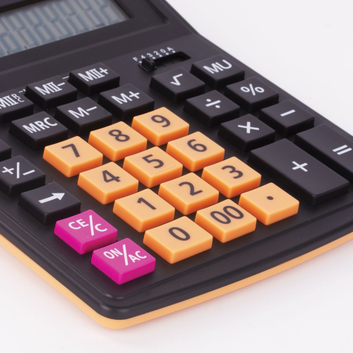 Калькулятор настольный STAFF, 200x154 мм, 12 разрядов, черно-оранжевый фото 10
