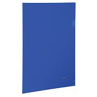 Папка-уголок жесткая, непрозрачная BRAUBERG, 0,15 мм, синяя