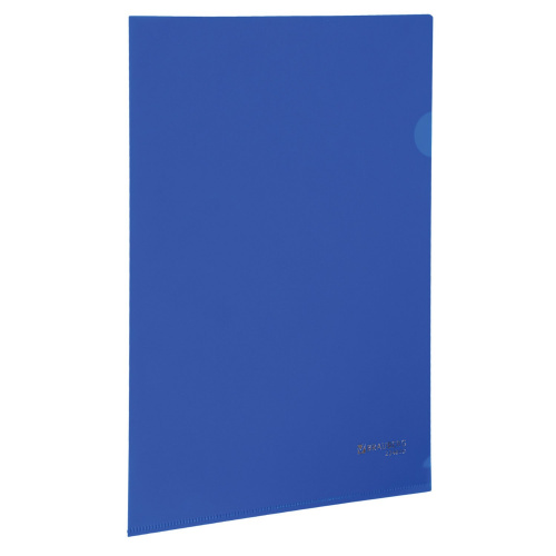 Папка-уголок жесткая, непрозрачная BRAUBERG, 0,15 мм, синяя