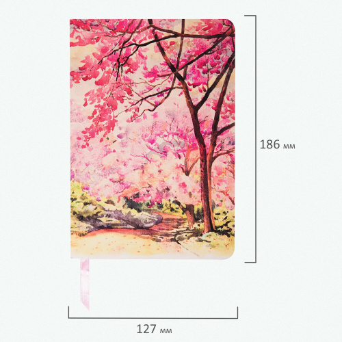 Ежедневник недатированный B6 (127х186 мм), BRAUBERG VISTA, под кожу, гибкий, 136 л., "Spring garden" фото 9