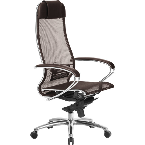 Кресло офисное МЕТТА "SAMURAI" S-1.04, сверхпрочная ткань-сетка, темно-коричневое фото 6