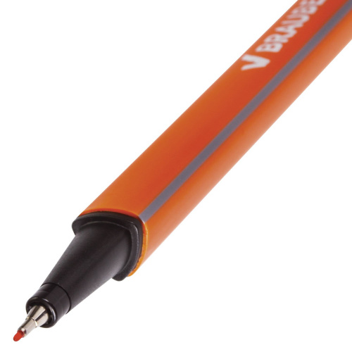 Ручка капиллярная (линер) BRAUBERG "Aero", металлический наконечник, линия письма 0,4 мм, оранжевая фото 6