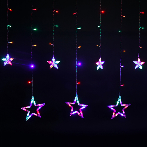 Электрогирлянда-занавес комнатная "Звезды" 3х1 м, 138 LED, мультицветная, 220 V, ЗОЛОТАЯ СКАЗКА, 591339 фото 2