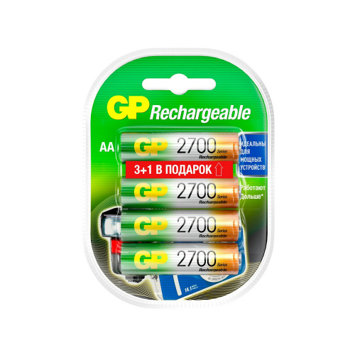 Батарейки аккумуляторные GP, АА (HR6), Ni-Mh, 2600 mAh, 4шт (ПРОМО 3+1), блистер, 270AAHC3/1-2CR4 фото 2