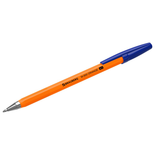 Ручка шариковая BRAUBERG "M-500 ORANGE", корпус оранжевый, линия письма 0,35 мм, синяя фото 6