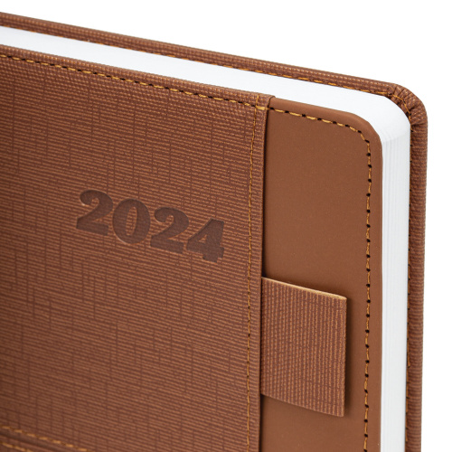 Ежедневник датированный 2024 А5 138х213 мм BRAUBERG "Pocket", под кожу, карман, держатель для ручки, коричневый, 114990 фото 6