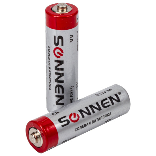 Батарейки SONNEN, АА, 4 шт., солевые, пальчиковые, в пленке фото 3