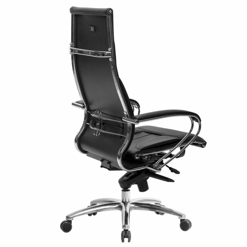 Кресло офисное МЕТТА "SAMURAI" Lux, рецик. кожа, регулируемое сиденье, черное фото 4